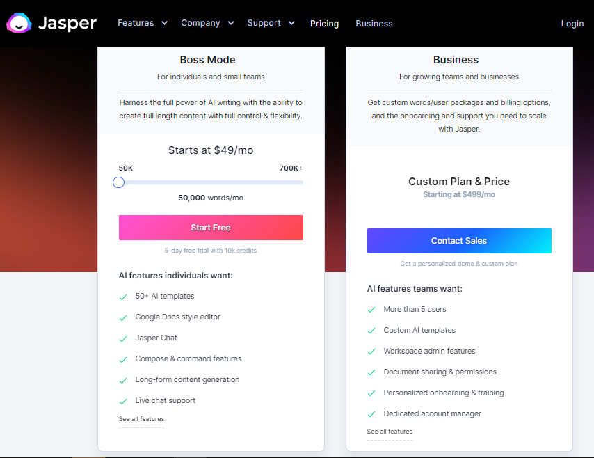 免費/付費AI Writer 比較:Jasper, Copy AI, Writesonic, Rytr, Smart Copy, Simplified 1 jasper ai