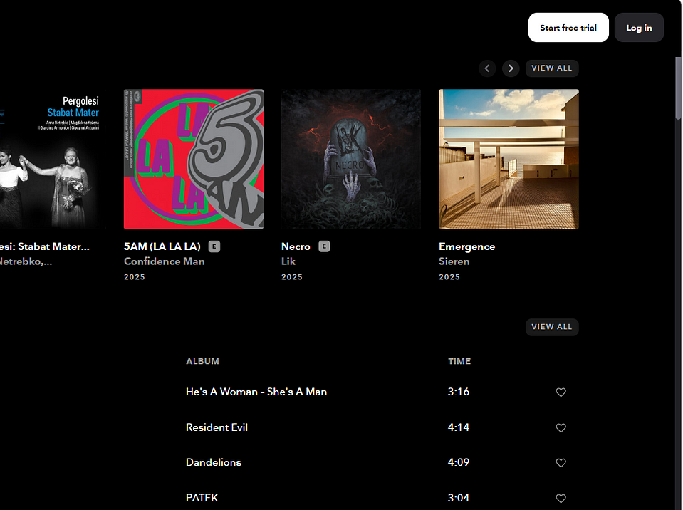 a screenshot of a tidal