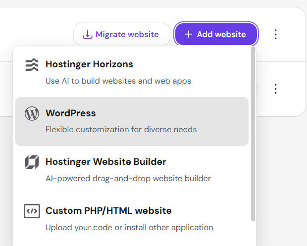 hostinger add website