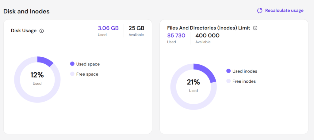 hostinger disk usage 1