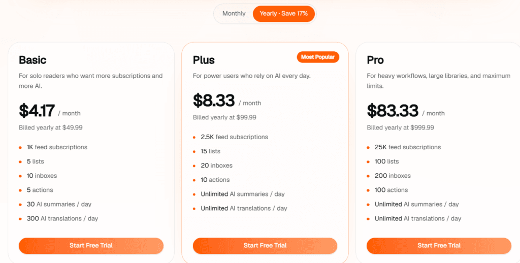 Readwise 替代方案推薦:開源免費的 folo 使用心得 2 folo pricing