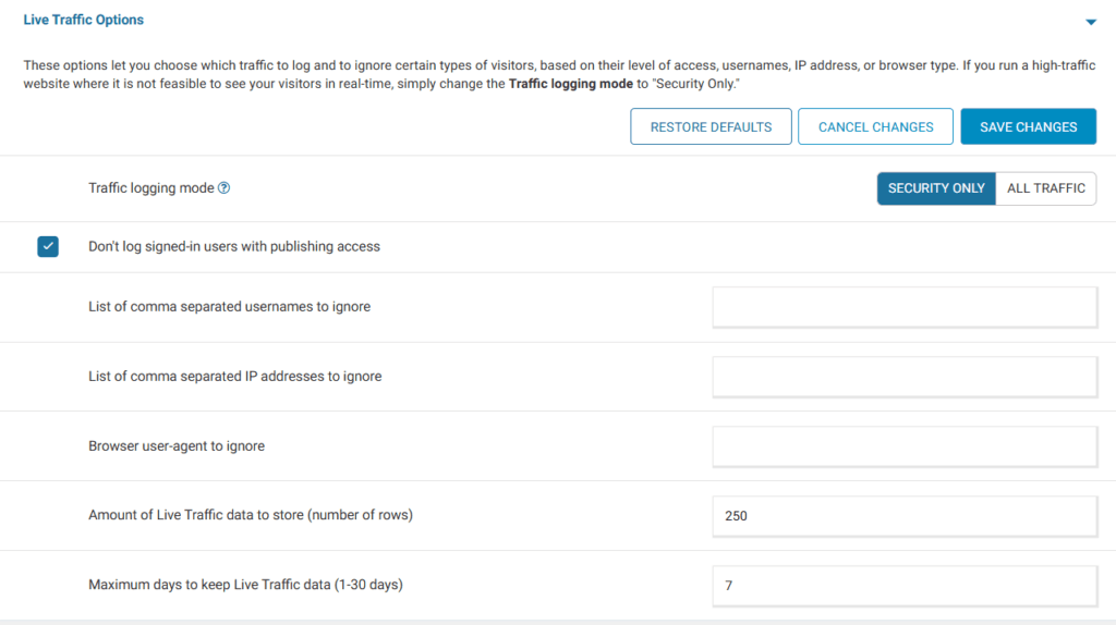 Wordfence 教學:WordPress 安全防護外掛完整安裝與設定指南 9 wordfence live traffic option