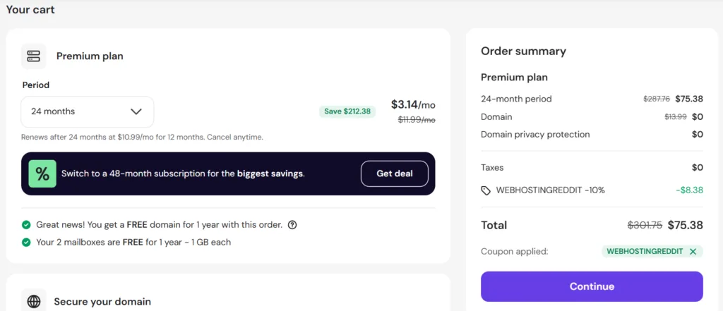hostinger premium 2 year pricing