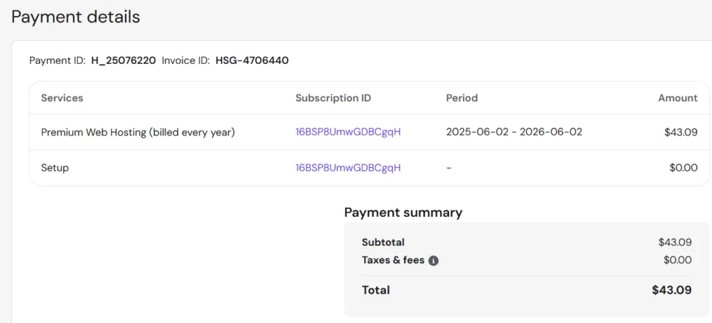 hostinger billing
